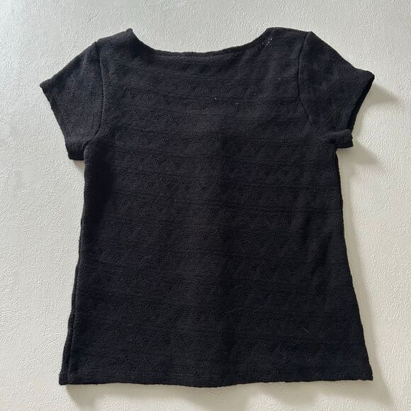 Madewell Black Textured Button Front Knit Top Size XS | Minimalist Wardrobe Stap - Picture 2 of 7